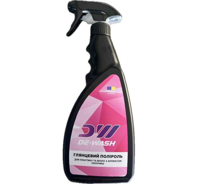 Глянцевий поліроль для пластику та вінілу De-Wash з ароматом полуниці, 0.5л